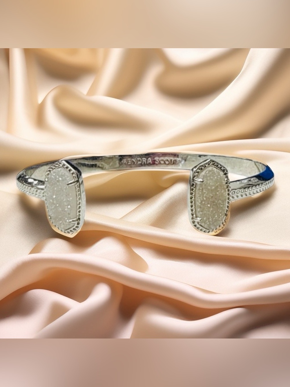 Kendra Scott Silver-Tone Druzy Open Cuff Bracelet - White